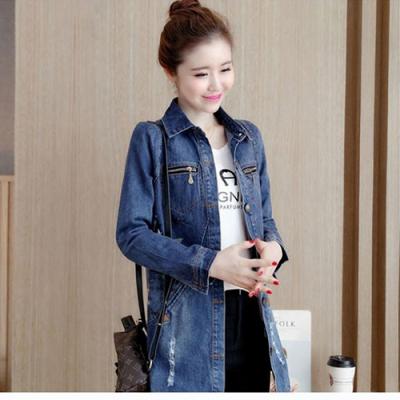 Áo Khoác Jean Nữ Form Dài Phối Dây Kéo - NK337